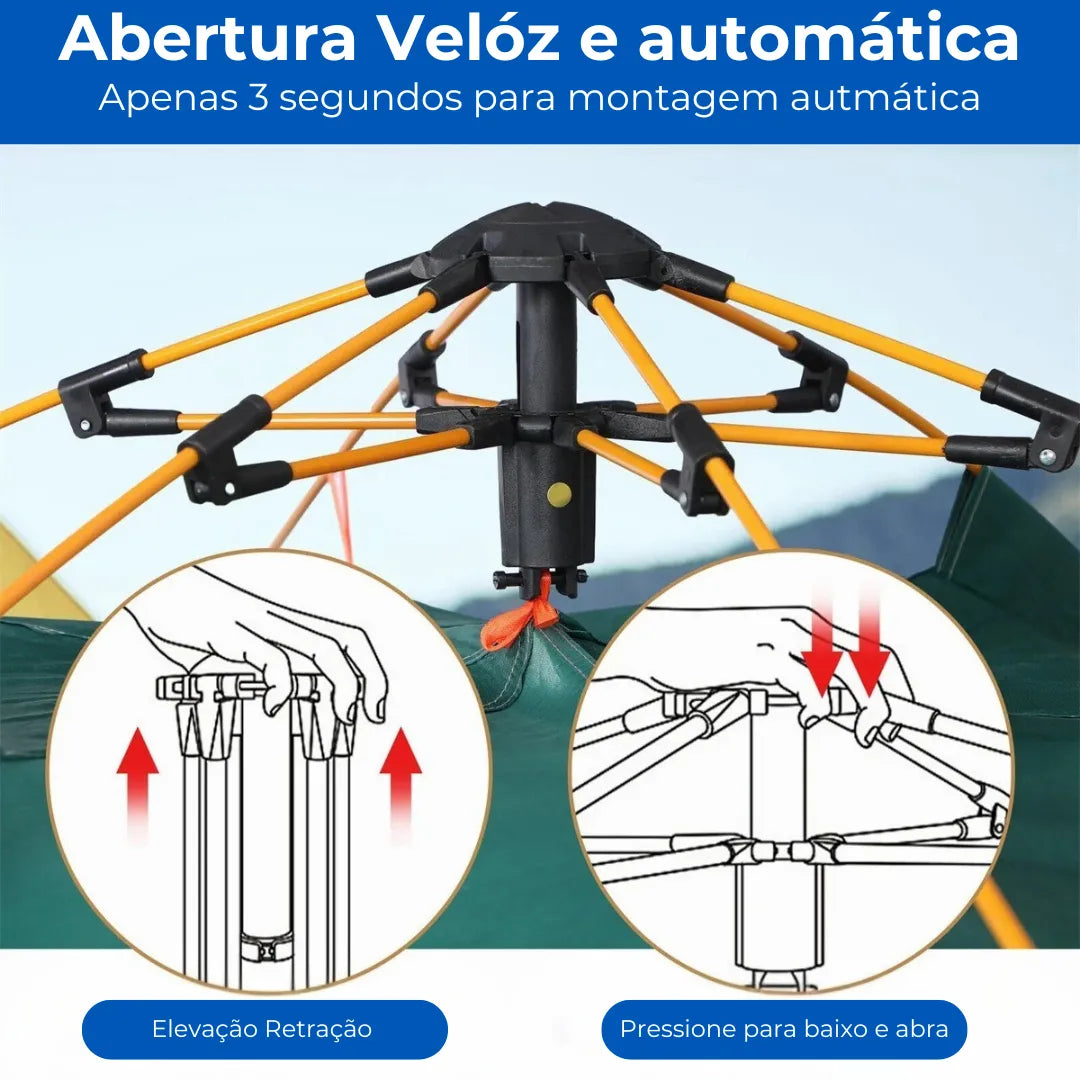 Barraca de Camping Automática AdventureShield – Montagem Rápida e Resistência Total | Forvani