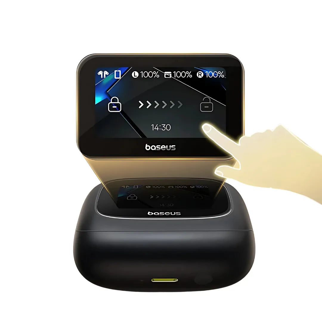 Fones Bluetooth Baseus Bowie M2s com ANC de 52dB, Tela Touch LCD e Áudio Espacial