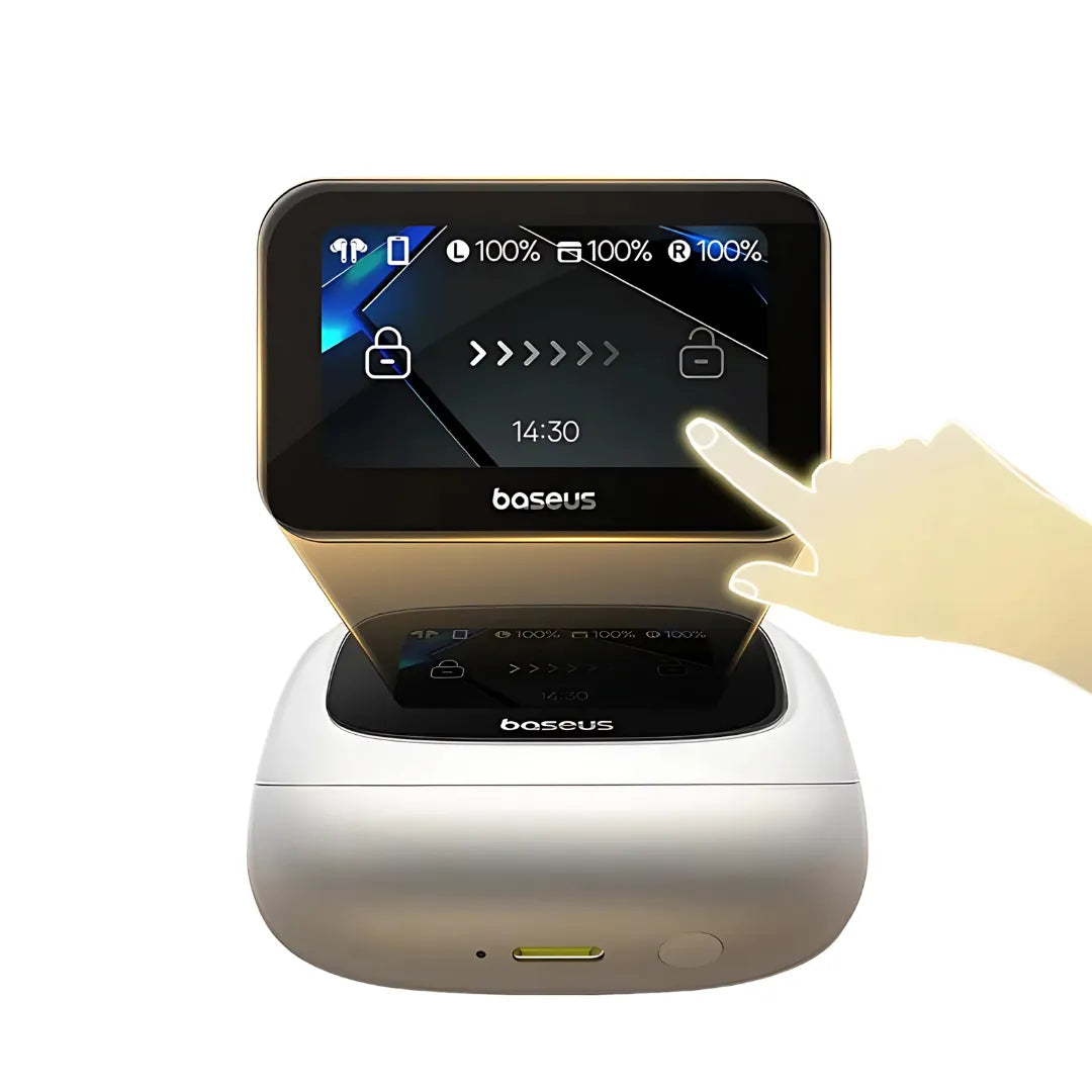 Fones Bluetooth Baseus Bowie M2s com ANC de 52dB, Tela Touch LCD e Áudio Espacial