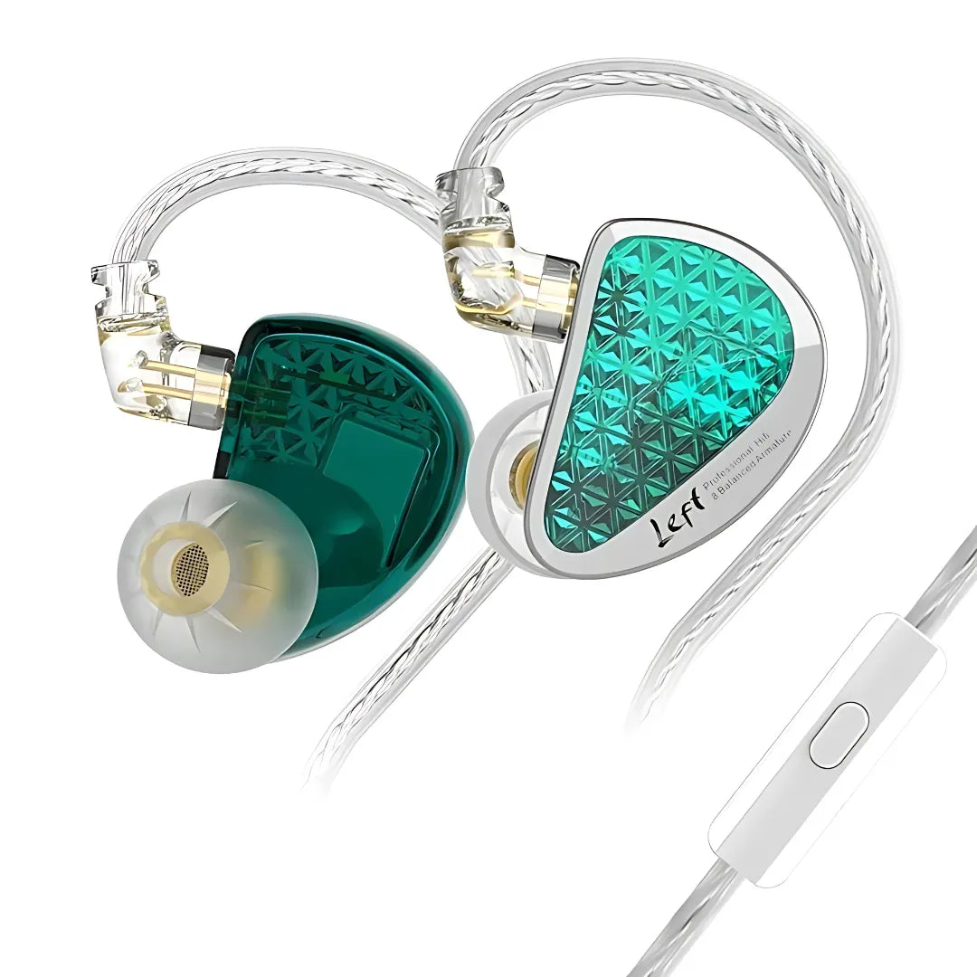 Fones de Ouvido KZ16 PRO HiFi com 16 Drivers de Armadura Balanceada e Cabo Prateado