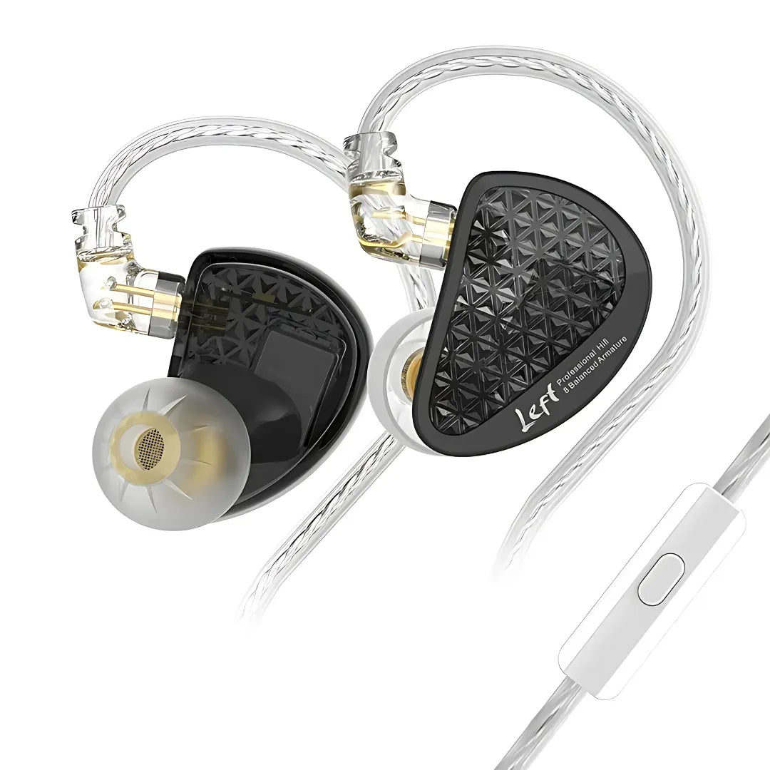 Fones de Ouvido KZ16 PRO HiFi com 16 Drivers de Armadura Balanceada e Cabo Prateado