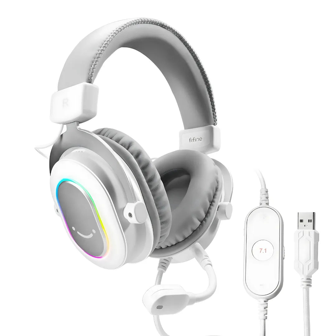 Headset Gamer FIFINE H6 com Som Surround 7.1 e Iluminação RGB Fluida