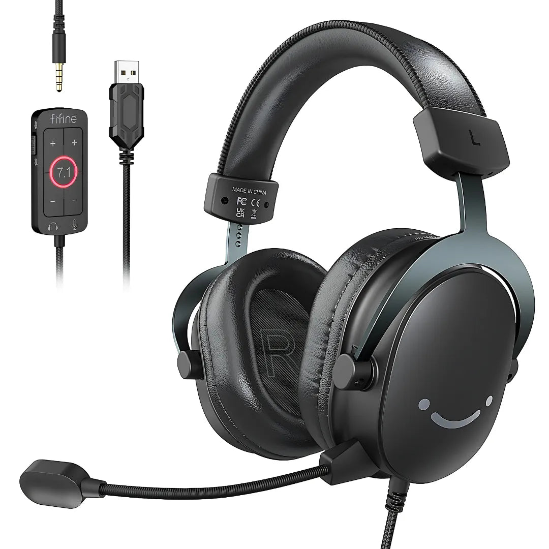 Headset Gamer Fifine H9W com Som Surround 7.1 e Microfone Removível