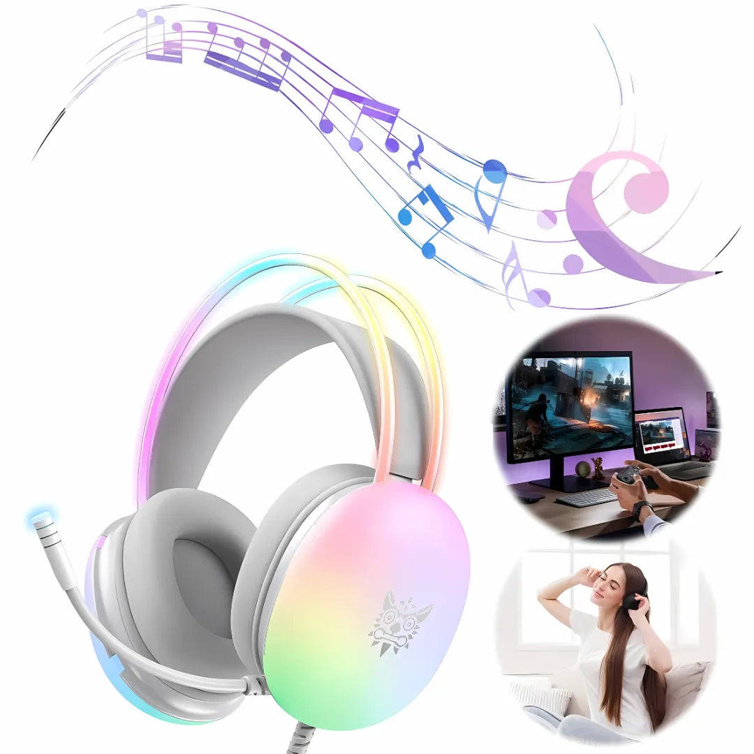 Headset Gamer Pink Pro Com Fio com Luzes LED – Compatível com PS4, PC e Notebook