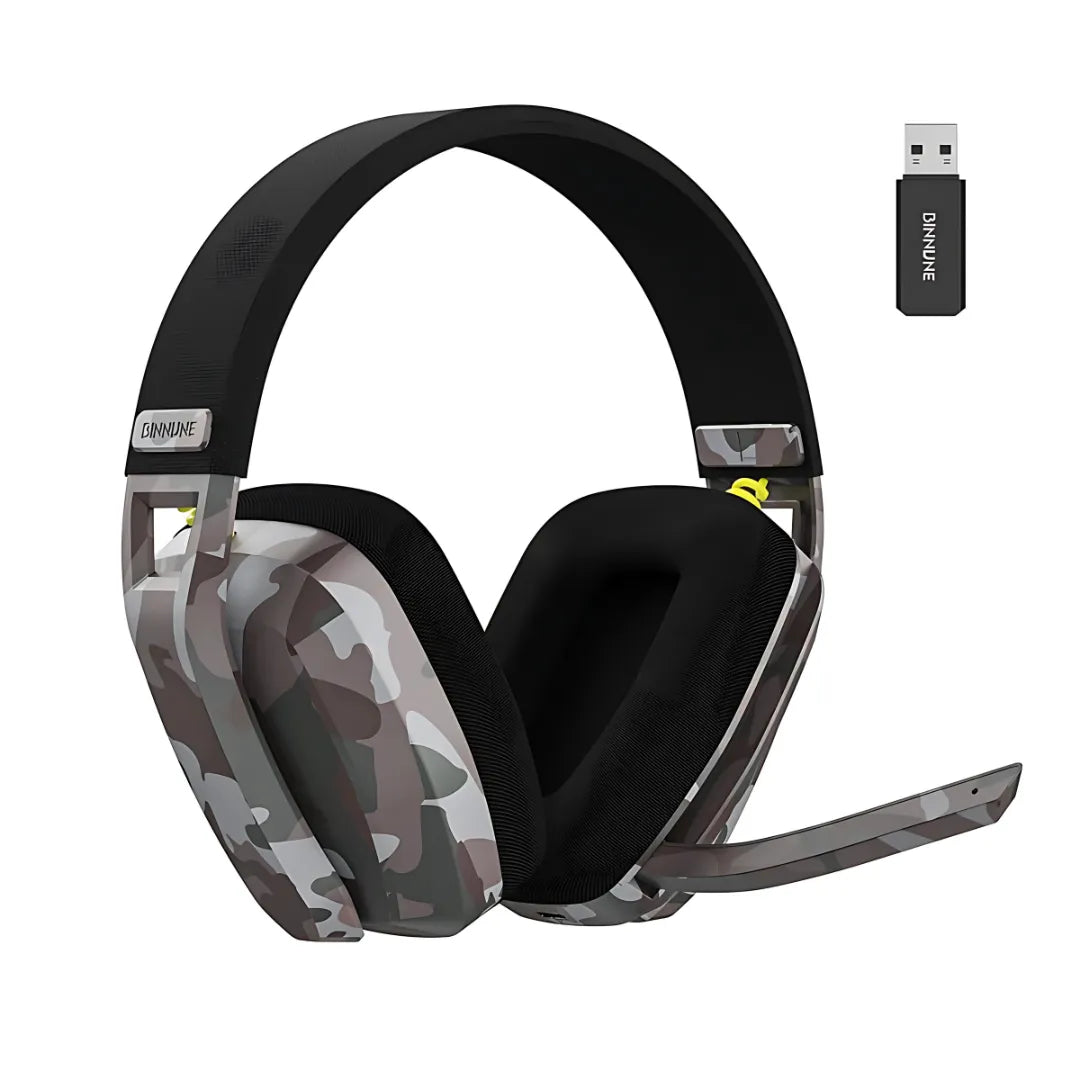 Headset Gamer Sem Fio Binnune BW06 com Modo Duplo, Drivers de 50mm e Bateria de 63h