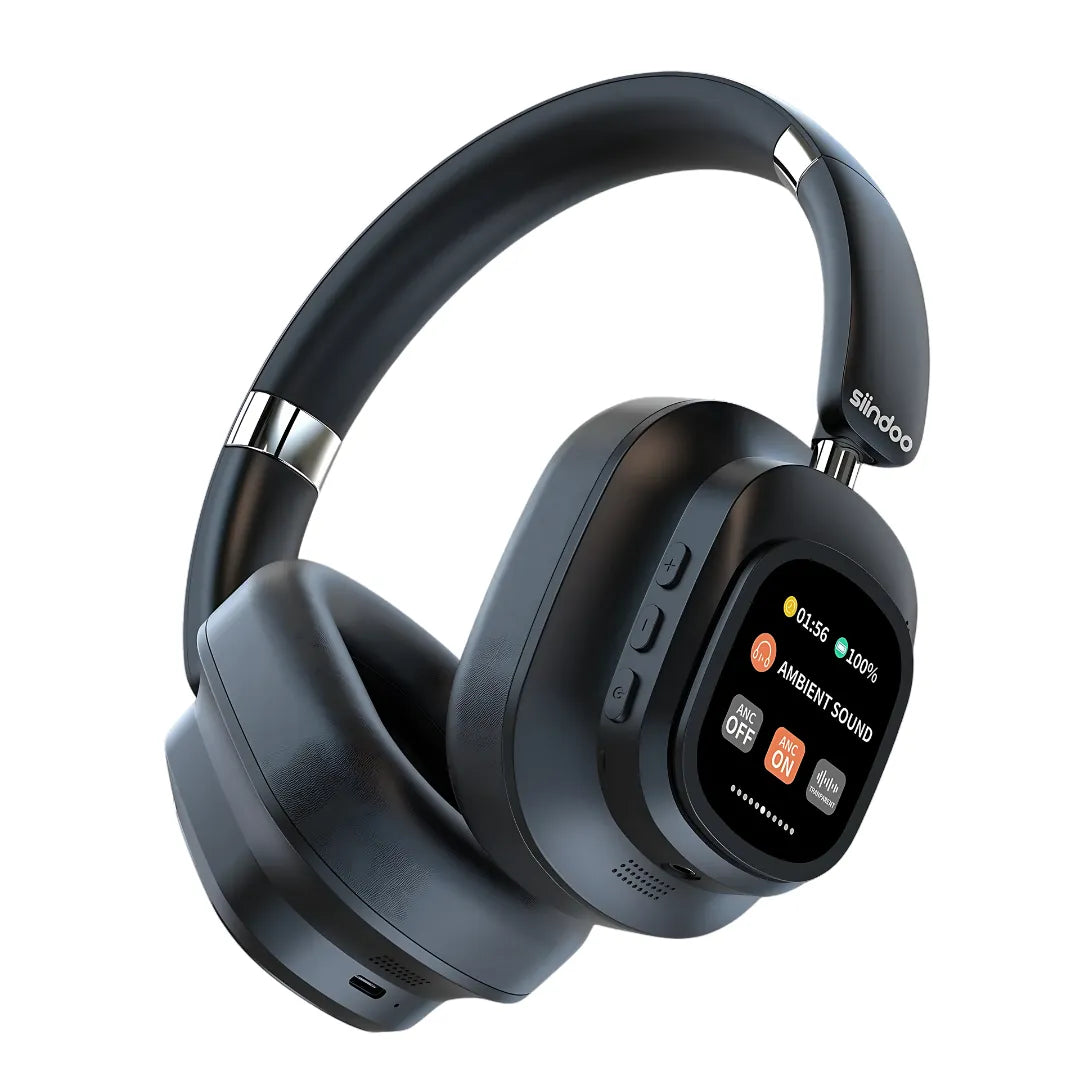 Headset Sem Fio Siindoo JH-ANC930PLUS com Cancelamento de Ruído Ativo, Tela LED e MP3 Player de 1GB