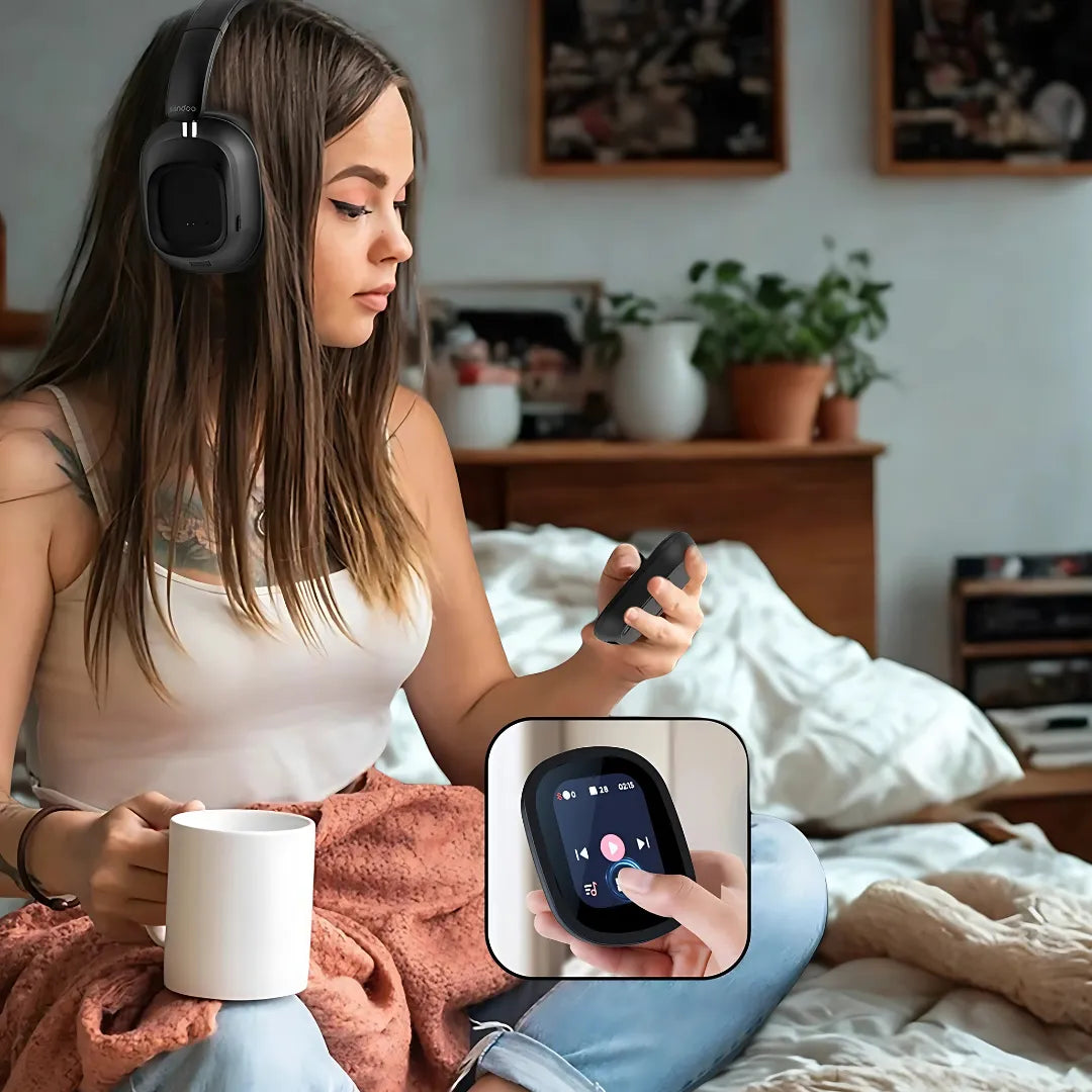 Headset Sem Fio Siindoo JH-ANC930PLUS com Cancelamento de Ruído Ativo, Tela LED e MP3 Player de 1GB
