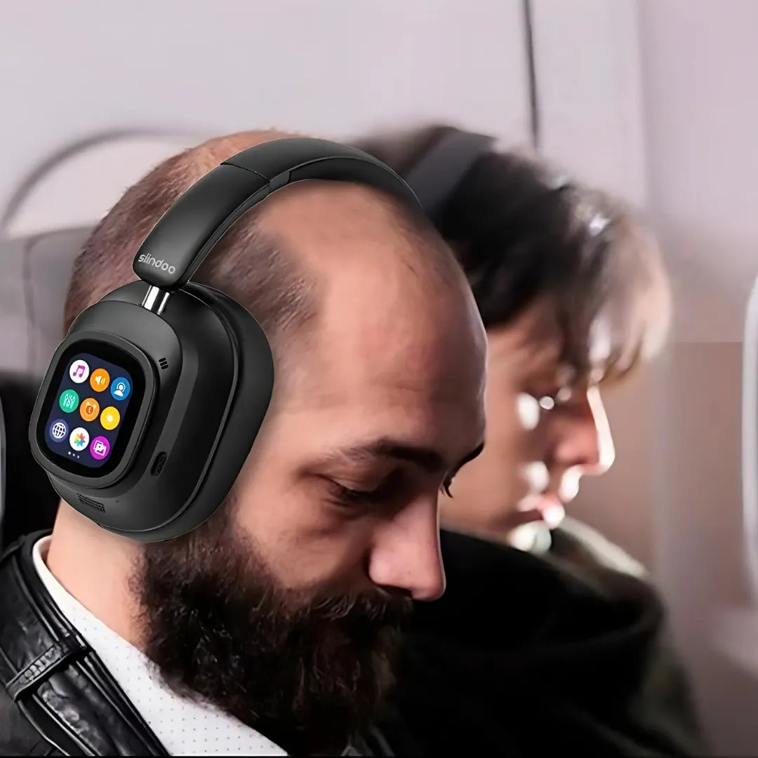 Headset Sem Fio Siindoo JH-ANC930PLUS com Cancelamento de Ruído Ativo, Tela LED e MP3 Player de 1GB
