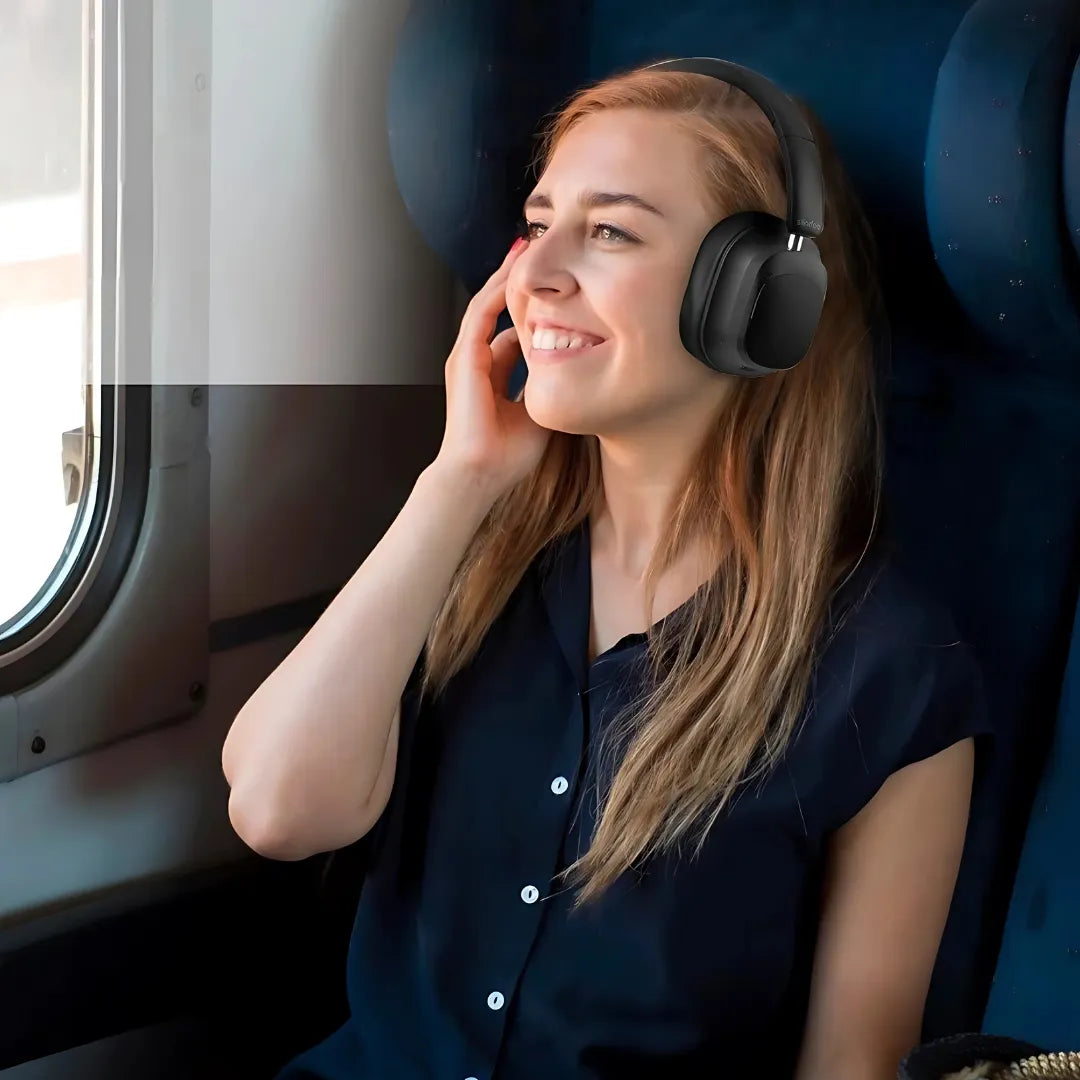 Headset Sem Fio Siindoo JH-ANC930PLUS com Cancelamento de Ruído Ativo, Tela LED e MP3 Player de 1GB