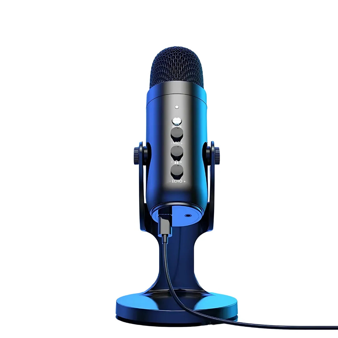 Microfone Condensador USB PK2 com Cancelamento de Ruído e Monitoramento em Tempo Real